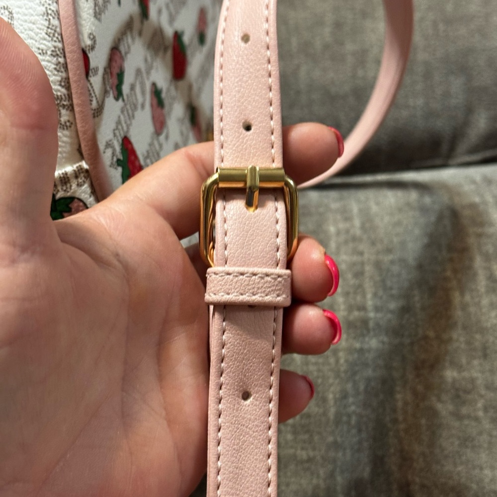 Juicy Couture Pink‎ and White Crossbody Bag with Playful Design of strawberries - Picture 5 of 6